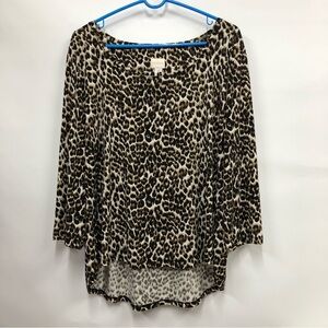 Chico’s leopard cheetah animal print size 4 blouse women’s top